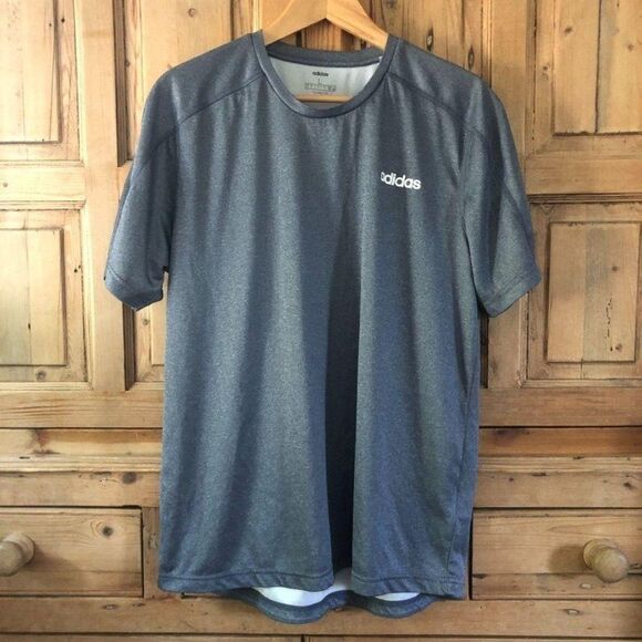 Adidas Mens Gray Climalite Basic Tee Shirt Athletic Workout Casual Size Large - Picture 1 of 9